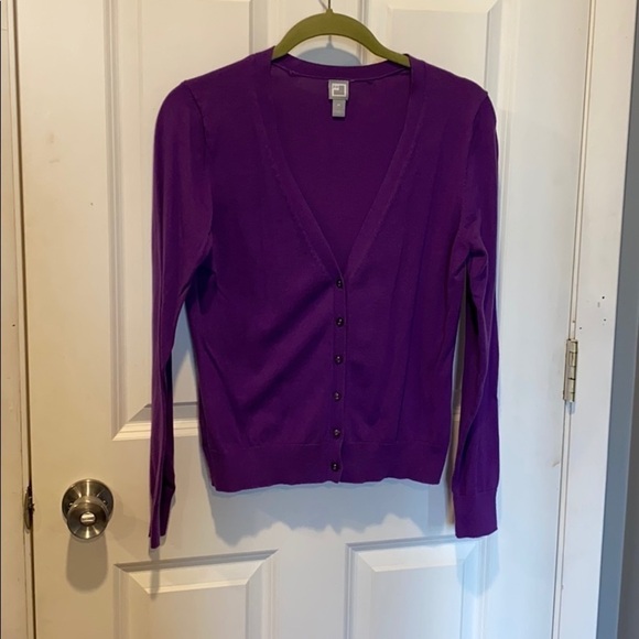 JCP Classic Button Close Purple Cardigan Sweater EUC - Picture 2 of 6